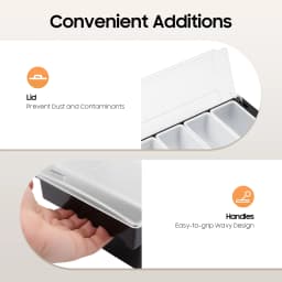 6 Compartments Fruit Tray Seasoning Dispenser, Caddy Storage Box Dispenser Stainless Steel Ingredient Container, for Bar Home
