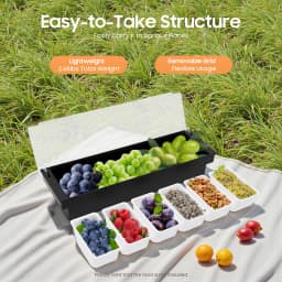 6 Compartments Fruit Tray Seasoning Dispenser, Caddy Storage Box Dispenser Stainless Steel Ingredient Container, for Bar Home