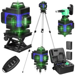 3° Self-leveling Machine 4D 16 Lines Laser Level USB Rechargeable Lithium Battery Leveling Tool with 1.2M 3-Heights Tripod Stand