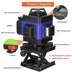 3° Self-leveling Machine 4D 16 Lines Laser Level USB Rechargeable Lithium Battery Leveling Tool with 1.2M 3-Heights Tripod Stand