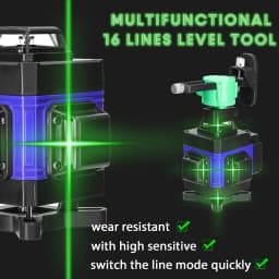 3° Self-leveling Machine 4D 16 Lines Laser Level USB Rechargeable Lithium Battery Leveling Tool with 1.2M 3-Heights Tripod Stand