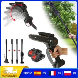 21V Cordless Pole Saw, 6 Inch 2-in-1 Electric Mini Chainsaw with 4Pcs Extension Rod, 5 Adjustable Angles, Handheld Tree Trimmer for Branch Pruning Garden Cutting