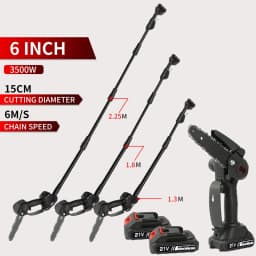 21V Cordless Pole Saw, 6 Inch 2-in-1 Electric Mini Chainsaw with 4Pcs Extension Rod, 5 Adjustable Angles, Handheld Tree Trimmer for Branch Pruning Garden Cutting