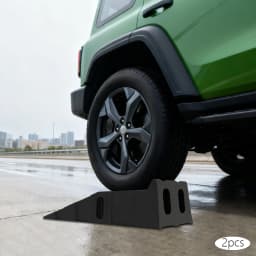 Set of 2 Access Ramps, for Heavy Loads, Polypropylene, Non-slip, for Cars& Vehicles Maintenance Assistance, 90.8 X 30.8 X 22 Cm