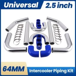 2.5 Inch 64mm Universal Aluminum 2.5" Turbo Intercooler Pipe Tube Duct & Silicone Hose Kit