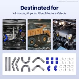 2.5 Inch 64mm Universal Aluminum 2.5" Turbo Intercooler Pipe Tube Duct & Silicone Hose Kit