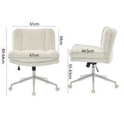 Artificial Rabbit Hair Office Chair Wider Seat Adjustable Swivel Desk Chair with Metal Base for Home Office