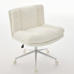 Artificial Rabbit Hair Office Chair Wider Seat Adjustable Swivel Desk Chair with Metal Base for Home Office