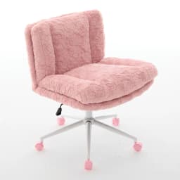 Artificial Rabbit Hair Office Chair Wider Seat Adjustable Swivel Desk Chair with Metal Base for Home Office