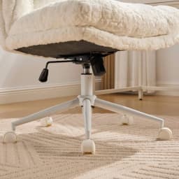Artificial Rabbit Hair Office Chair Wider Seat Adjustable Swivel Desk Chair with Metal Base for Home Office