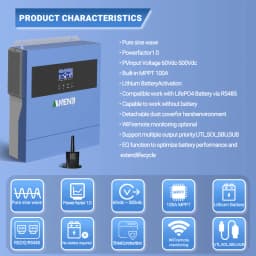 4KW Solar Inverter Hybrid 230VAC Off Grid Pure Sine Wave 500VDC 100A Solar Controller With WIFI Support BMS