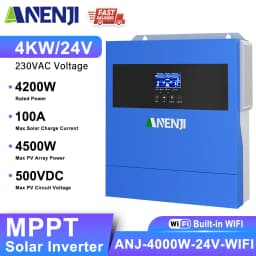4KW Solar Inverter Hybrid 230VAC Off Grid Pure Sine Wave 500VDC 100A Solar Controller With WIFI Support BMS