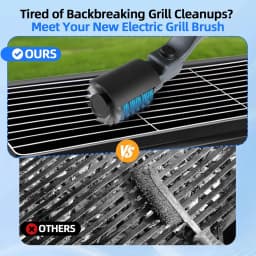 Electric Grill Brush, Cordless Adjustable Angle, Stainless Steel Brush Head, 3-Level Cleaning, 90-Minute Run Time, Waterproof