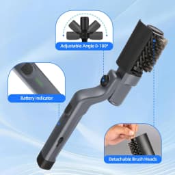 Electric Grill Brush, Cordless Adjustable Angle, Stainless Steel Brush Head, 3-Level Cleaning, 90-Minute Run Time, Waterproof