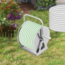 Heavy-Duty Garden Hose Reel Stand - 430 Stainless Steel Water Pipe Storage with Hand Crank (164ft Capacity) Wall/Floor Mounted