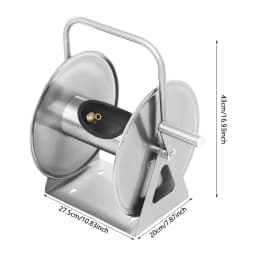 Heavy-Duty Garden Hose Reel Stand - 430 Stainless Steel Water Pipe Storage with Hand Crank (164ft Capacity) Wall/Floor Mounted