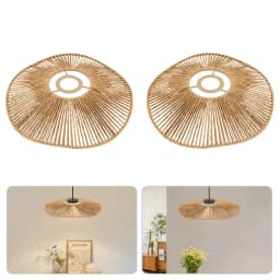 2 Pieces Chandelier Rattan Lamp Cover, Braided Lampshade, Round Lampshade, Chandelier Cover for Dining Room