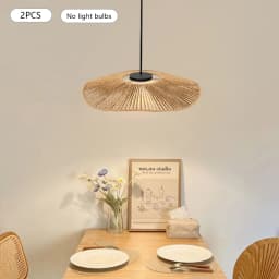 2 Pieces Chandelier Rattan Lamp Cover, Braided Lampshade, Round Lampshade, Chandelier Cover for Dining Room