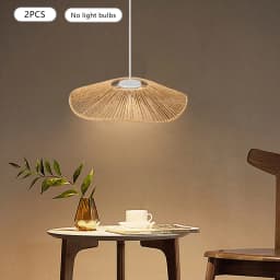 2 Pieces Chandelier Rattan Lamp Cover, Braided Lampshade, Round Lampshade, Chandelier Cover for Dining Room