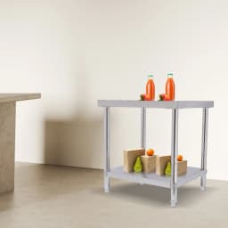 Stainless Steel Work Table, Commercial Kitchen Table, Work Table, Adjustable Height for Bar, Restaurant, Silver(76 x 60 x 80 cm)