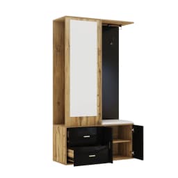 Multifunctional Coat Racks Wardrobe Set with Mirror Shoe Cabinet Bench Hooks Pull Out Hangers for Entryway Storage Organizer