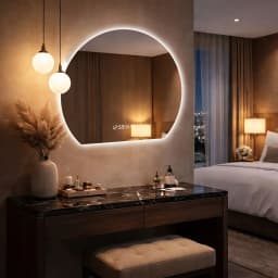 80cm Round Wall‑Mounted Smart Bathroom Mirror, Anti‑Fog Vanity Makeup Mirror, Modern Home Bathroom Decor Mirror