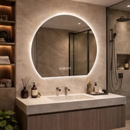 80cm Round Wall‑Mounted Smart Bathroom Mirror, Anti‑Fog Vanity Makeup Mirror, Modern Home Bathroom Decor Mirror