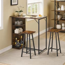 3-Piece Nordic Style Bar Table Set For 2 Space Saving Small Apartment Table With 3 Tier Storage Shelves For Kitchen Living Room