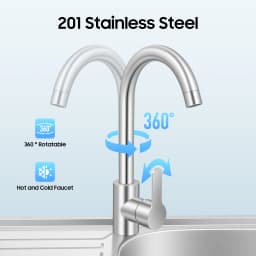 Stainless Steel Kitchen Utility Sink Freestanding Outdoor Kitchen Sink With Faucet Single Bowl For Washing Utensils, Ingredients