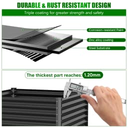 VELPAX Metal Raised Garden Strap, 122x61x61 cm, Weather Resistant Outdoor Vegetable Trap, Rectangular