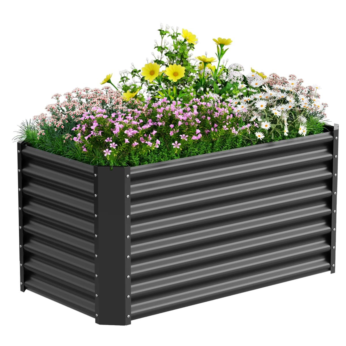 VELPAX Metal Raised Garden Strap, 122x61x61 cm, Weather Resistant Outdoor Vegetable Trap, Rectangular