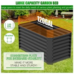 VELPAX Metal Raised Garden Strap, 122x61x61 cm, Weather Resistant Outdoor Vegetable Trap, Rectangular