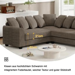 L-Shaped 5-Seat Modular Combo Sofa Corner Design Multi-Scene Living Room Sofa