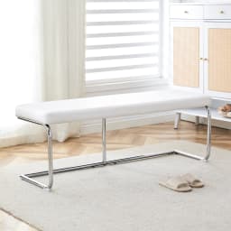 130cm Leather Bench with Chrome Frame Modern Design for Living Room Dining Hallway