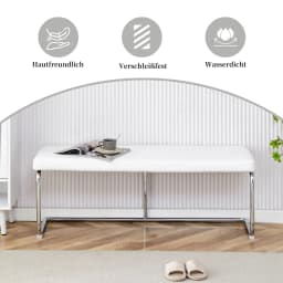 130cm Leather Bench with Chrome Frame Modern Design for Living Room Dining Hallway