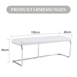 130cm Leather Bench with Chrome Frame Modern Design for Living Room Dining Hallway