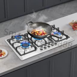 5-Burner Gas Stove Electronic Pulse Ignition Convertible Natural Gas to LPG Stainless Steel Cooktop for Home Restaurant
