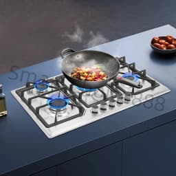 5-Burner Gas Stove Electronic Pulse Ignition Convertible Natural Gas to LPG Stainless Steel Cooktop for Home Restaurant