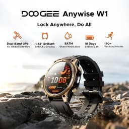DOOGEE Anywise W1 AI Smart Watch GPS 1.43" AMOLED Display 24Hrs Health Monitoring 5ATM Water Resistance Waterproof Sport Watch