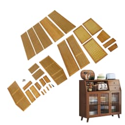 Buffet Cabinet 2 Drawers 3 Translucent Doors Kitchen Buffet Sideboard Multifunction Space Saving 2 Shelves for Dining Room