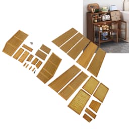 Buffet Cabinet 2 Drawers 3 Translucent Doors Kitchen Buffet Sideboard Multifunction Space Saving 2 Shelves for Dining Room