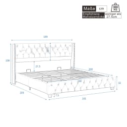 180x200cm Linen Upholstered Bed with Lattice Headboard Button Rivet Design Solid Wood Legs Without Mattress109