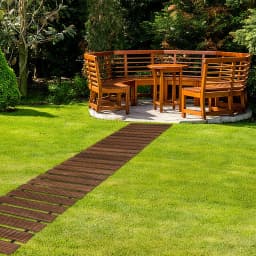 Rollierbarer Holzgartengehweg 244x43x1,5cm, Einfache Installation Und Aufbewahrung, Sparnt Platz Bei Nichtgebrauch