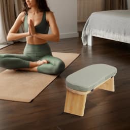 Wooden Meditation Stool, Foldable Kneeling Chair Meditation Bench, Floor Stool Seat for Home, Yoga Use Green