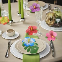 48 Pieces Of Palm-Leaf Hibiscus Flowers Simulated Artificial Leaf Hawaiian Jungle Beach Theme Birthday Dining Table Decoration