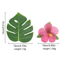 48 Pieces Of Palm-Leaf Hibiscus Flowers Simulated Artificial Leaf Hawaiian Jungle Beach Theme Birthday Dining Table Decoration