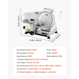 SucceBuy 10 inch Commercial Meat Slicer Electric Deli Food Slicer 180W Meat Cutter w/ Premium 65Mn Blade Food Slicer Machine