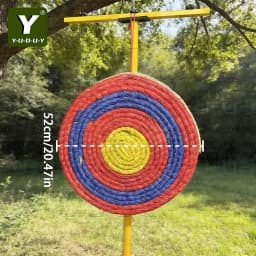 Y-U-O-U-Y Straw Target, handwoven from natural straw, ideal for beginners. Quickly installs on grass or shooting ranges.