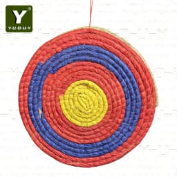 Y-U-O-U-Y Straw Target, handwoven from natural straw, ideal for beginners. Quickly installs on grass or shooting ranges.