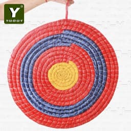 Y-U-O-U-Y Straw Target, handwoven from natural straw, ideal for beginners. Quickly installs on grass or shooting ranges.